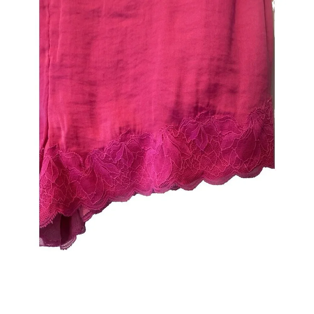 Soma Womens Deep Rose Pink‎ Lace Trim Satin Pajama Shorts M Loungewear Sexy